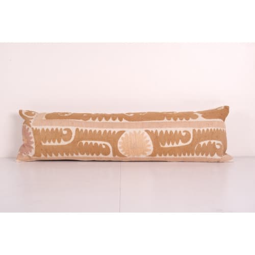 Suzani Lumbar Pastel Long Pillow from Vintage Suzani Textile | Cushion in Pillows by Vintage Pillows Store