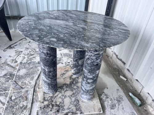 Tiger Skin Grey Marble Dining Table: Custom Order | Tables by AEGEAN MARBLE ARTISAN ATELIER