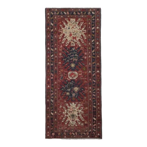 Vintage Anatolian Animal Soumac Runner Rug 4'5'' x 9'8'' | Rugs by Vintage Pillows Store. Item made of wool & fiber