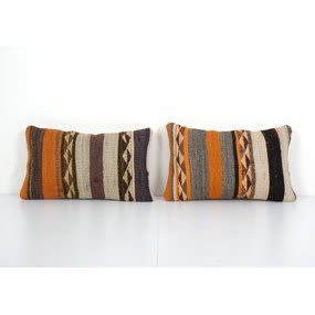 Handwoven Turkish Kilim Pillow, Set Sofa Throw Pillow, Pair | Cushion in Pillows by Vintage Pillows Store