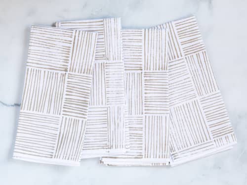 Dinner Napkins (set of 4) - Striped, Neutral | Linens & Bedding by Mended. Item composed of cotton