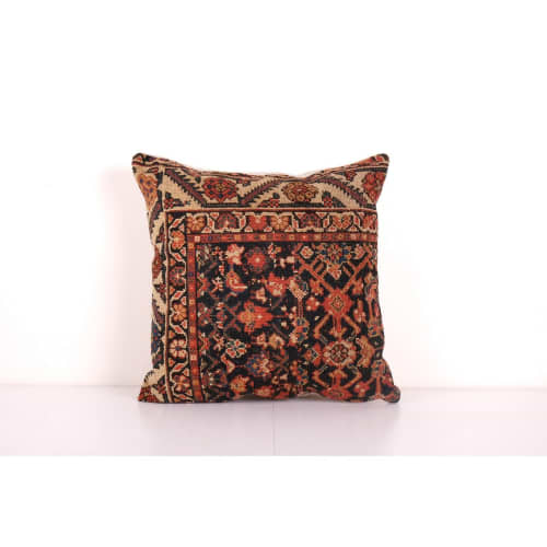 Large Rustic Square Size Caucasian Rug Pillow, Hand Knotted | Cushion in Pillows by Vintage Pillows Store