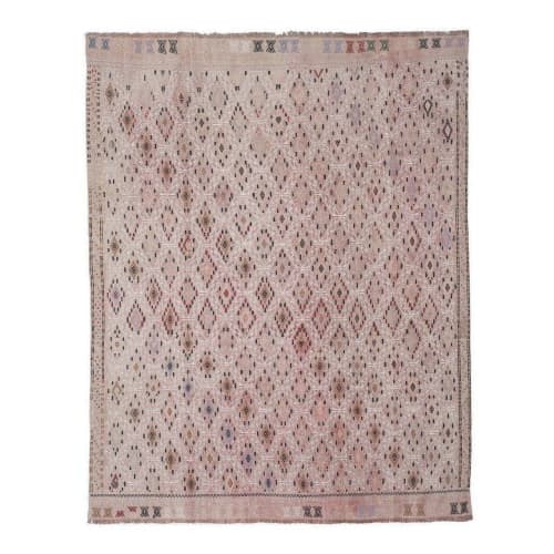 Vintage Faded Turkish Jajim Kilim Rug 6'3'' X 7'3'' | Area Rug in Rugs by Vintage Pillows Store. Item made of cotton with fiber