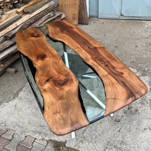 Clear Epoxy Walnut Dining Table | Tables by Ironscustomwood