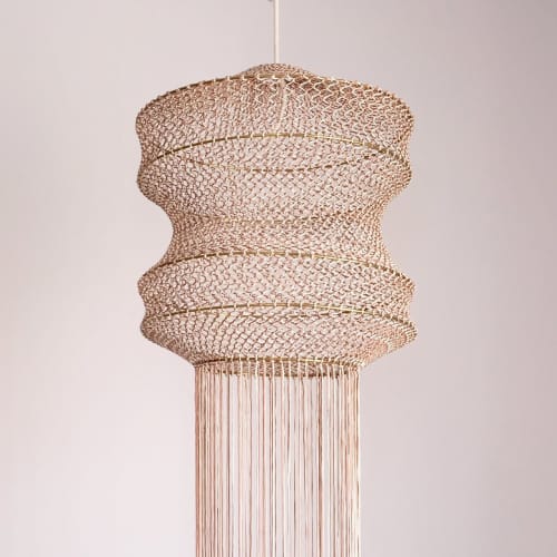 Siham Macrame Lamp - Marrakech Blush & Beige Mix | Pendants by Hamimi