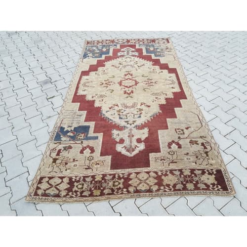 Vintage Central Anatolian Taspinar Wool Turkish Area Rug | Rugs by Vintage Pillows Store. Item composed of cotton and fiber