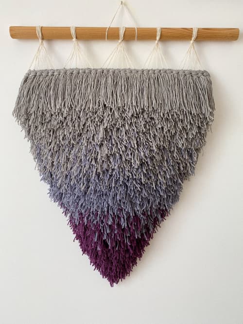 Gradient wall tapestry in a pennant shape | Wall Hangings by Awesome Knots. Item made of cotton & fiber