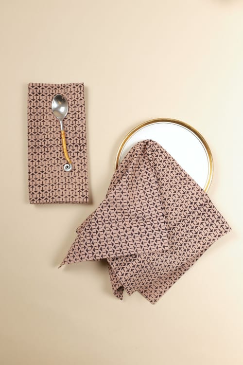 Charcoal Dust Kalamkari Napkins, Set of 4 | Linens & Bedding by Ninéh