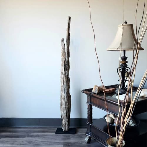 Rustic Driftwood Art Sculpture "Split Greys' | Sculptures by Sculptured By Nature  By John Walker. Item made of wood works with minimalism style