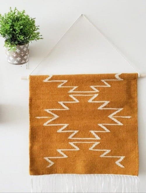 Yellow Cleo Handwoven Wall Hanging Tapestry | Wall Hangings by Mumo Toronto. Item made of fabric compatible with boho and contemporary style