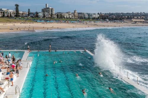 Waves Splashing on Iceberg Club, Bondi Beach | Photography by Richard Silver Photo. Item made of paper