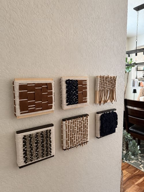 Series of 6 Neutral Woven Tiles-8” x 8” - Made To Order | Wall Hangings by Mpwovenn Fiber Art by Mindy Pantuso