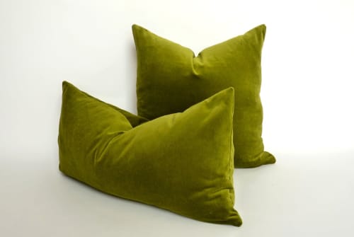 Velvet olive green discount pillow