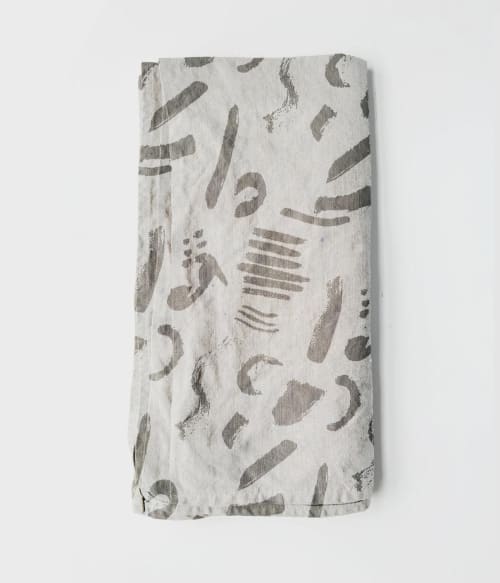 100% Linen Tea Towel - Watercolor Charcoal | Linens & Bedding by S W E V E N