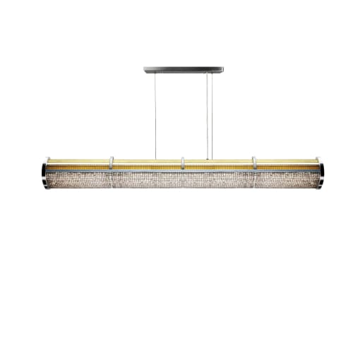 Crystal Cage LED Long Linear Suspension Gold | Chandeliers by Michael McHale Designs. Item made of metal with glass