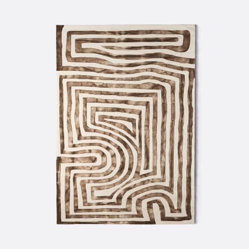 Psychedelic Labyrinth Beige Dip Dye Rug | Work by District Loom
