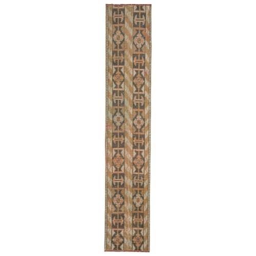 Vintage Boho Turkish Ethnic Design Narrow Hallway Runner Rug | Rugs by Vintage Pillows Store. Item composed of cotton