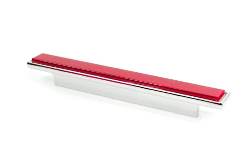 Viva Magenta Cove Pull With Polished Nickel Finish | Hardware by Windborne Studios. Item made of metal & glass