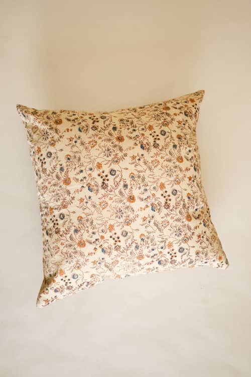 Wildflower Vines Kalamkari Pillow | Pillows by Ninéh