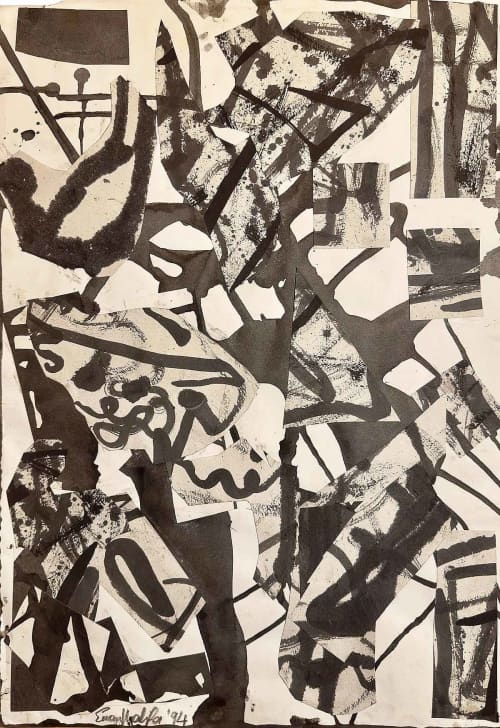 Fragments of Memory - Framed Original Collage - Abstract Ink Splash | Paintings by Eman's Gallery