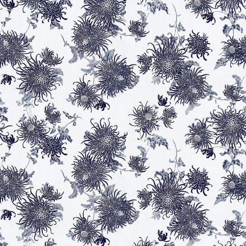 Chrysanthemum - White | Wallpaper in Wall Treatments by Brenda Houston. Item made of linen