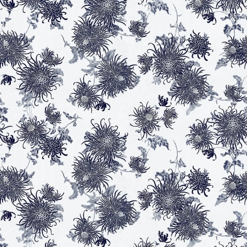 Chrysanthemum - White | Wallpaper in Wall Treatments by Wallcovetings by Brenda Houston. Item made of linen
