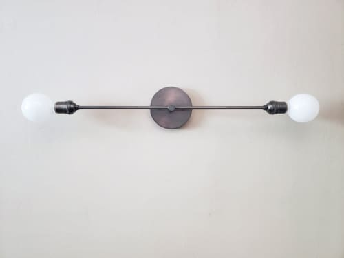 Bathroom Vanity Sconce - Matte Black Light - Mid Century | Sconces by Retro Steam Works. Item made of metal works with mid century modern & country & farmhouse style