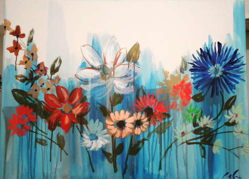 Born | Oil And Acrylic Painting in Paintings by Colleen Sandland Beatnik. Item composed of canvas & synthetic