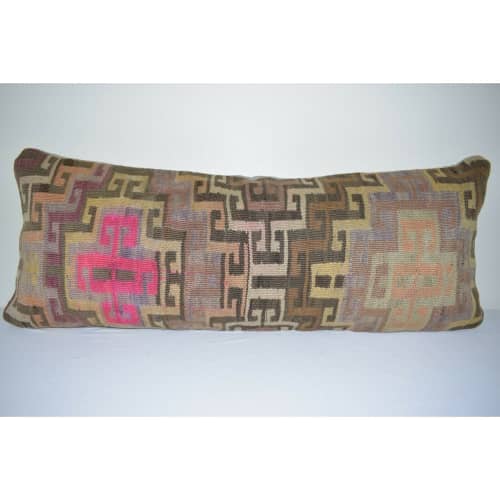 16" X 40" Bohemian Bedding Wool Kilim Pillow Cover Handmade | Sham in Linens & Bedding by Vintage Pillows Store. Item composed of cotton & fiber
