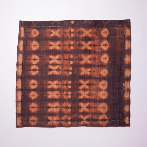 Raffia Table Centerpiece - Cocoon & Moth Pattern - Burgundy | Table Runner in Linens & Bedding by Tanana Madagascar. Item composed of cotton and fiber