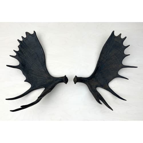 Moose Antler Wall Mounts | Wall Sculpture in Wall Hangings by Farmhaus + Co.. Item composed of wood