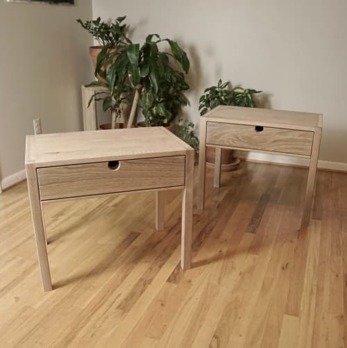 Modern Scandinavian End Tables | Nightstand in Storage by Crafted Glory. Item composed of oak wood