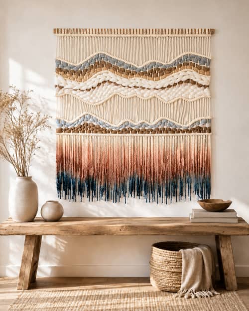 Oversized Wall Art Tapestry -  AMBER | Wall Hangings by Rianne Aarts / Teddy and Wool Studio. Item composed of cotton & fiber