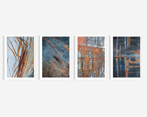 Industrial abstract wall art, 'Rust Quartet' photographs | Photography by PappasBland. Item made of paper compatible with contemporary and industrial style