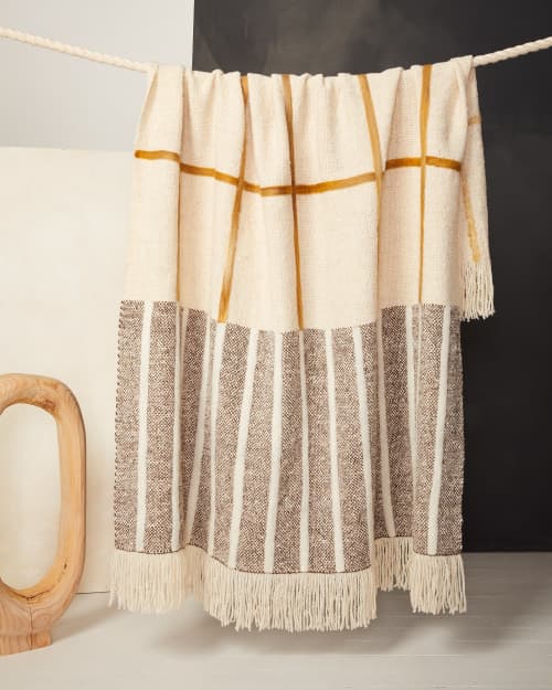 Split Grid Throw Turmeric by MINNA Wescover Linens & Bedding