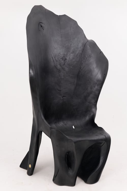 XXL Charred Black Wood Throne Chair in Organic Form by Logniture | Chairs by Logniture