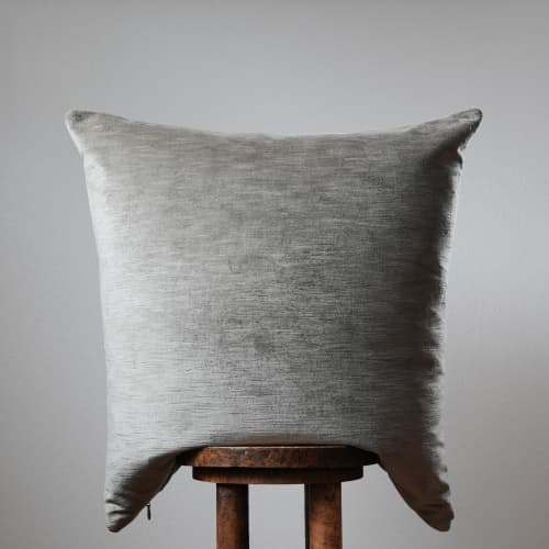 Beige Linen Velvet with Striations Pillow Set of 3 - 26x26 | Pillows by Vantage Design