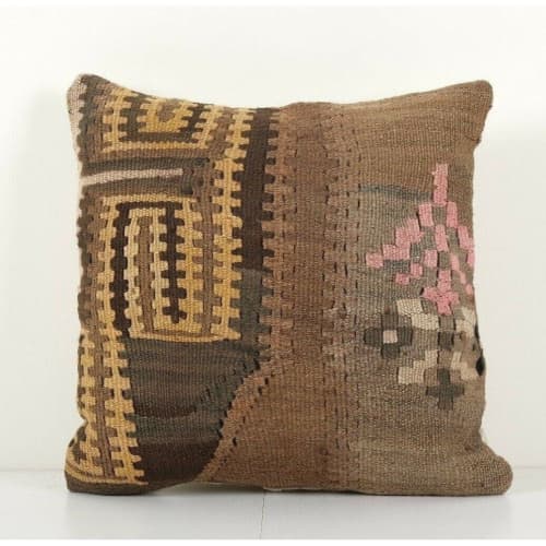 Brown Kilim Cushion Cover Handwoven | Sham in Linens & Bedding by Vintage Pillows Store. Item composed of cotton and fiber
