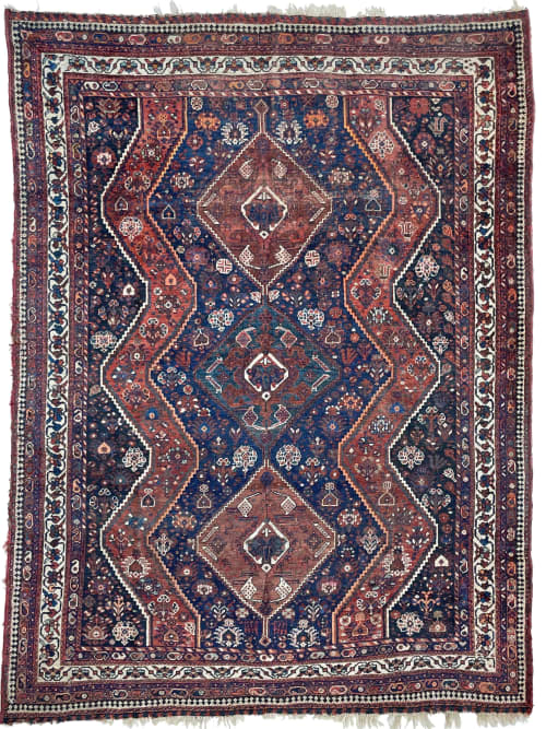 BEAUTIFUL Vintage Rug | Copper, Clay, Navy with Deep Emerald | Area Rug in Rugs by The Loom House. Item composed of wood & fabric