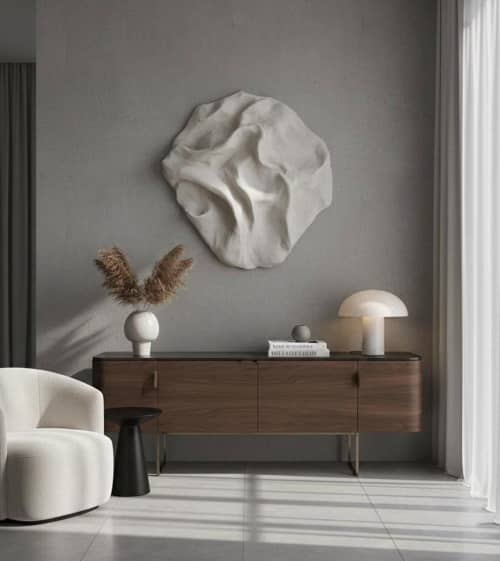 Irregular 3D Painting - Unique Relief Wall Art - Sculptural Plaster Hanging - Textured Wall Decor - Minimalist Artwork - Dough Look | Wall Sculpture in Wall Hangings by Vaiva Art Atelier