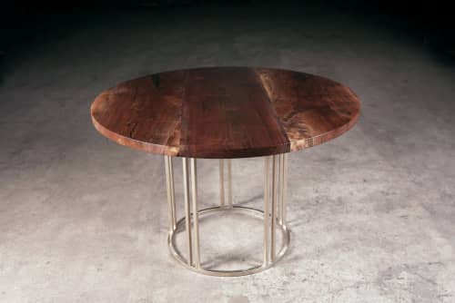 Round Black Walnut Dining Table | Tables by Urban Lumber Co.. Item made of walnut with steel
