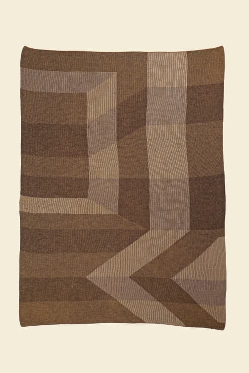 Geometric Blanket in Ochre | Linens & Bedding by BOI. Item composed of cotton compatible with contemporary style