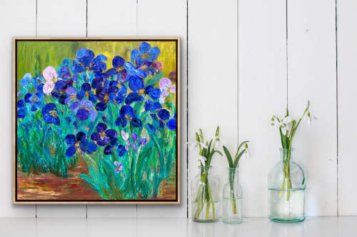 Lively Irises | Oil And Acrylic Painting in Paintings by Checa Art. Item composed of canvas