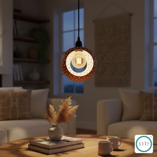 Rinza Terracotta Pendant Lamp | Pendants by Lit Lamps - Sustainable Mindful Lighting. Item works with rustic & traditional style