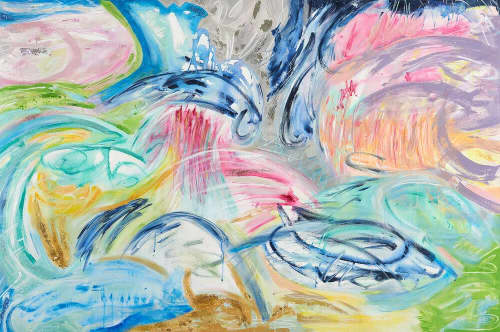 Shrine | Oil And Acrylic Painting in Paintings by Eugenie Diserio. Item made of canvas with synthetic works with mid century modern & contemporary style