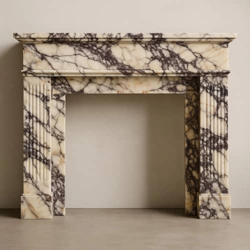 Custom Calacatta Viola Marble Fireplace Mantel | Fluted Luxury Surround | Fireplaces by Vero Marble