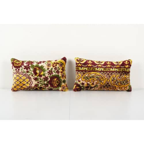 Velvet Pillow Cover, Set of Two Vintage Textile Bohemian | Cushion in Pillows by Vintage Pillows Store. Item composed of cotton and fiber