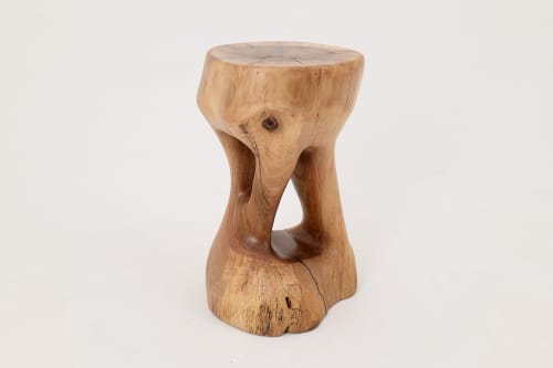 Walnut Solid Wood Sculptural Side Table, Original Contemporary Design | Tables by Logniture