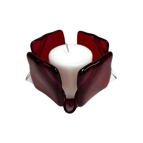 Transparent Red Glass Candleholder | Candle Holder in Decorative Objects by Sand & Iron