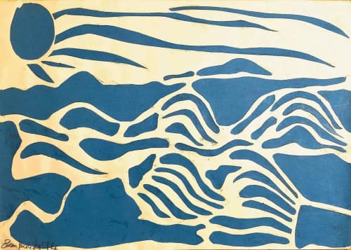 Blue Airwaves - Original Collage - Minimalist Abstract Ocean | Paintings by Eman's Gallery